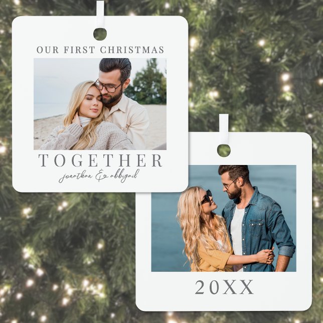 First Christmas Together Photo Keepsake Metal Tree Decoration (First Christmas Together Photo Keepsake Metal Ornament)