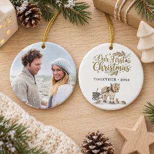 First Christmas Together Photo Winter Horse Ceramic Tree Decoration
