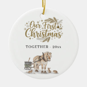 First Christmas Together Photo Winter Horse Ceramic Tree Decoration