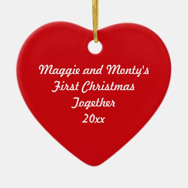 First Christmas Together ~ Red Heart Ceramic Tree Decoration (Front)