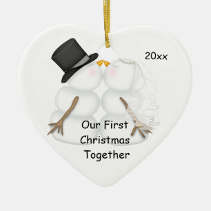 First Christmas Together SNOWMAN COUPLE 2014 Ceramic Tree Decoration