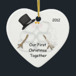 First Christmas Together SNOWMAN COUPLE Ceramic Tree Decoration<br><div class="desc">Adorable Ornament that you can personalise  in your own special way.The Snowman Couple are to cute. Great for any couple not just newlyweds. Christmas girt or Anniversary,  Renewal of Vows... anyone in Love...  Engagement gift,  WEDDING SHOWER Some of the beautiful graphics are from graphics©delightful-doodles</div>