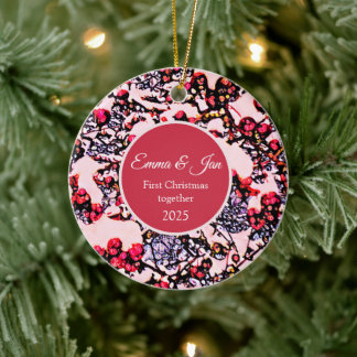 First Christmas together winter berries Ceramic Tree Decoration