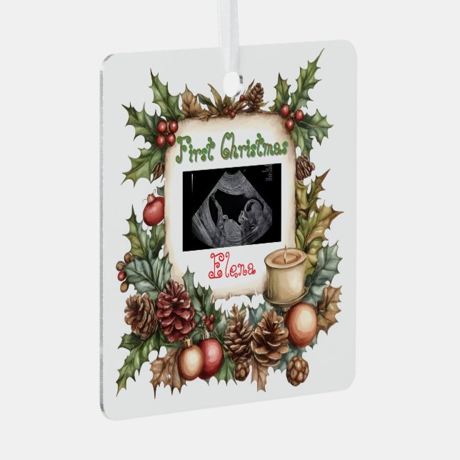 First Christmas Ultrasound Photo Keepsake Ornament (Front Right)