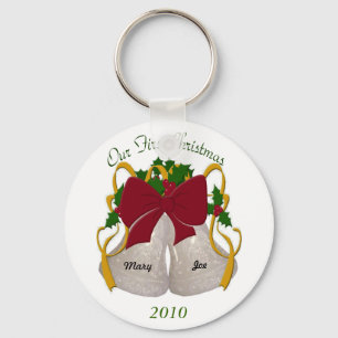 First Christmas Wedding Bells Keychain