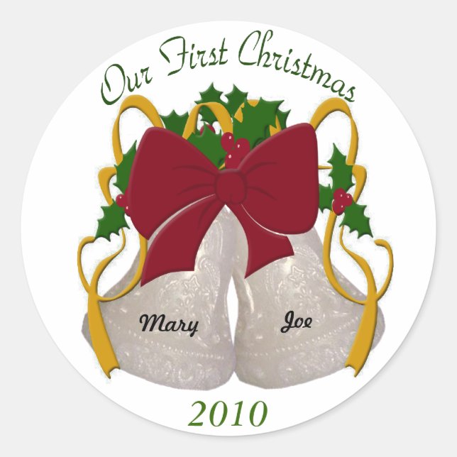 First Christmas Wedding Bells Stickers (Front)