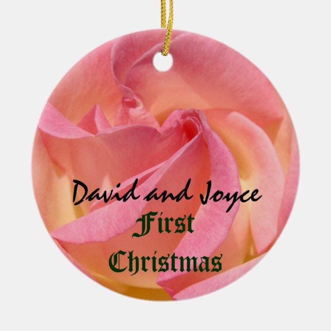 First Christmas Wedding Couples Holiday Ornaments (Front)