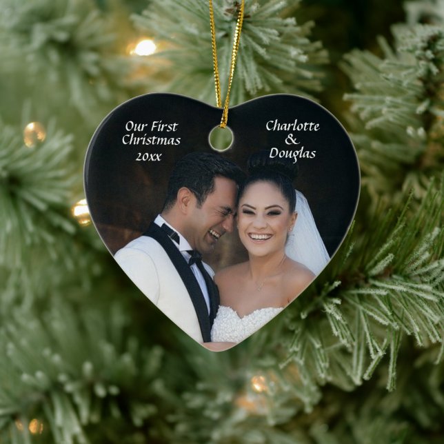 First Christmas - Wedding Photo - Ceramic Tree Decoration (Tree)
