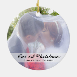 First Christmas Wedding Photo Ceramic Tree Decoration