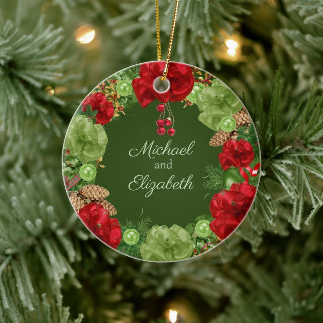 First Christmas with Holiday Wreath Ceramic Tree Decoration (Tree)