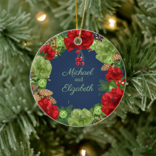 First Christmas with Holiday Wreath Ceramic Tree Decoration
