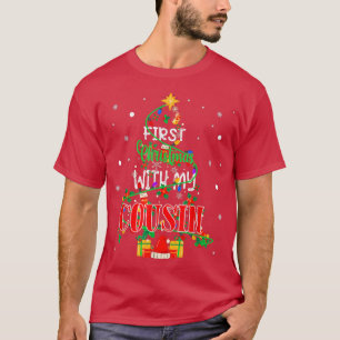 First Christmas With My Cousin Xmas Tree Light Fam T-Shirt