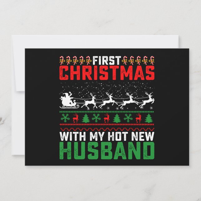 First Christmas With My Hot New Husband Ugly Invitation (Front)
