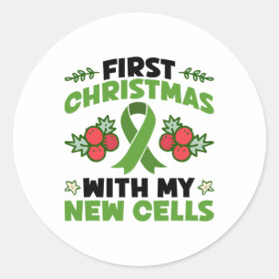 First Christmas With My New Cells - Stem Cell Chri Classic Round Sticker