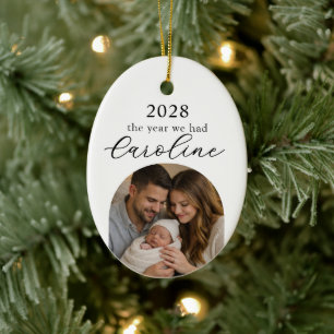 First Christmas with New Baby Photo Milestone Ceramic Tree Decoration