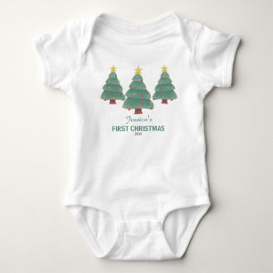 First Christmas with Three Decorated Trees Baby Bodysuit