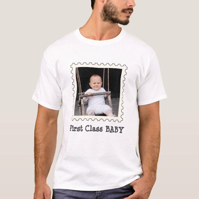 FIRST CLASS BABY Best Baby custom square photo T-Shirt (Front)