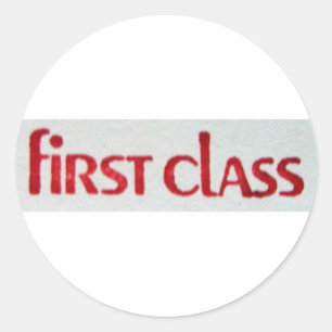 FIRST CLASS CLASSIC ROUND STICKER