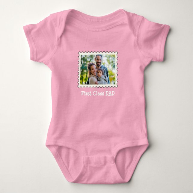 FIRST CLASS DAD Best Dad custom horizontal photo Baby Bodysuit (Front)