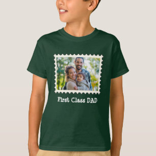 FIRST CLASS DAD Best Dad custom horizontal photo T-Shirt