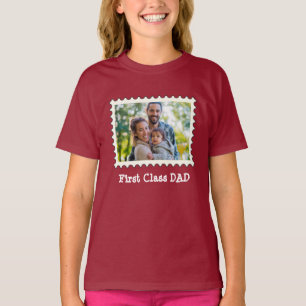 FIRST CLASS DAD Best Dad custom horizontal photo   T-Shirt