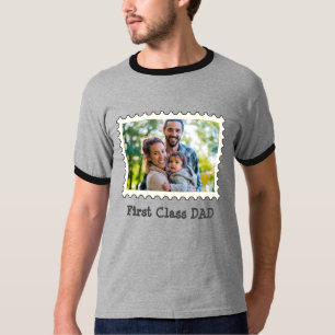 FIRST CLASS DAD Best Dad custom horizontal photo T-Shirt