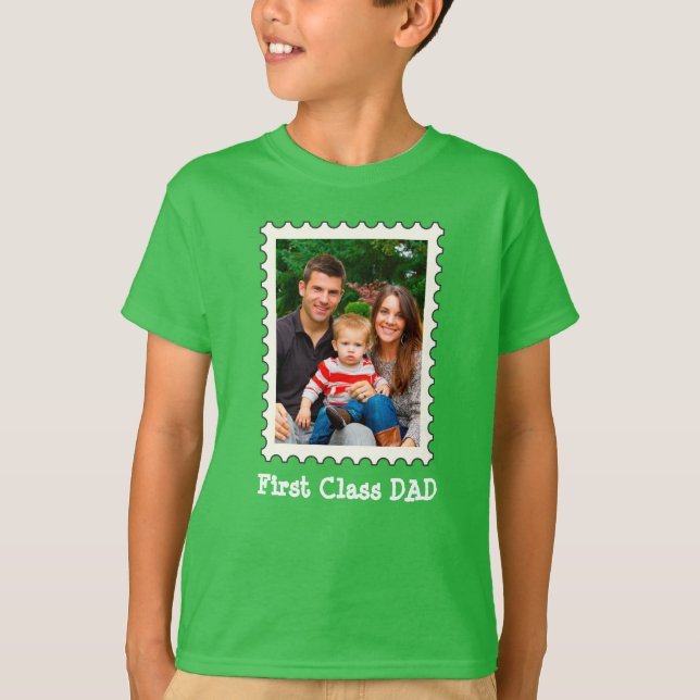 First Class Dad Best Dad Ever custom family photo T-Shirt (Front)