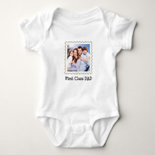 FIRST CLASS DAD Best Dad Ever custom square photo Baby Bodysuit