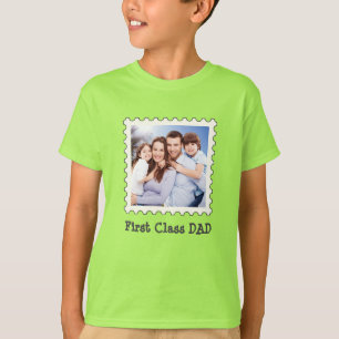 FIRST CLASS DAD Best Dad Ever custom square photo  T-Shirt