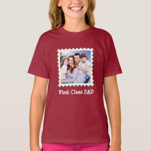 FIRST CLASS DAD Best Dad Ever custom square photo T-Shirt