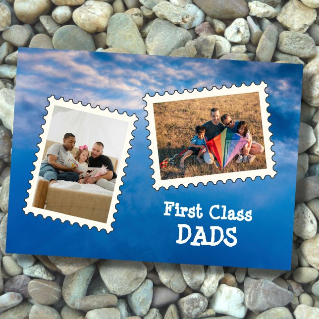 First Class DADS Best Dads LGBT custom 2 photo Card (Creator Uploaded)