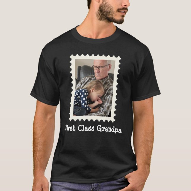 First Class Grandpa Best Grandpa Ever custom photo T-Shirt (Front)