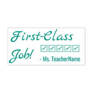 "First-Class Job!" Marking Rubber Stamp