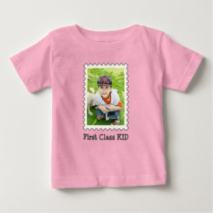 FIRST CLASS KID Best Kid Ever Postage Stamp Photo Baby T-Shirt