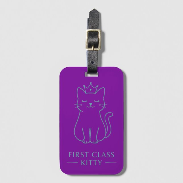 First Class Kitty Luggage Tag (Front Vertical)