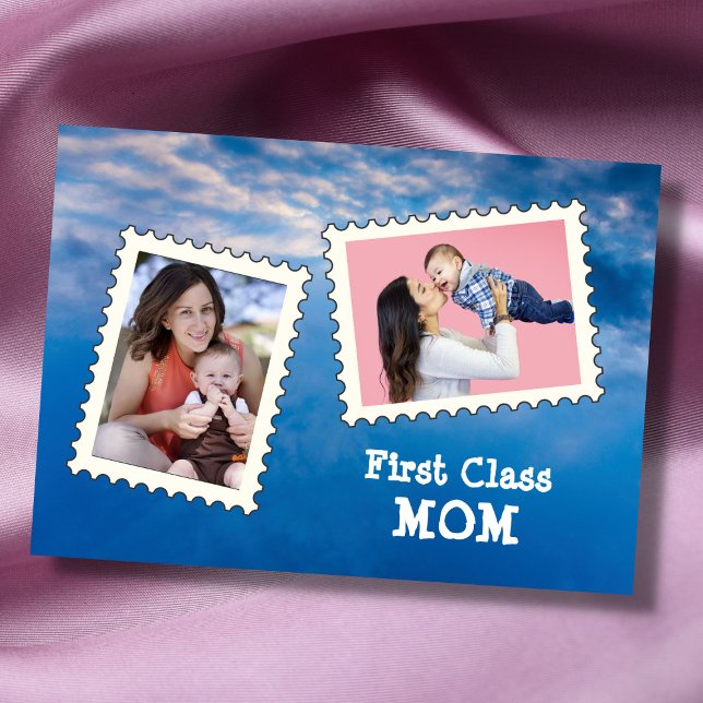 First Class MOM Best Mum Ever 2 custom photo Card (Creator Uploaded)