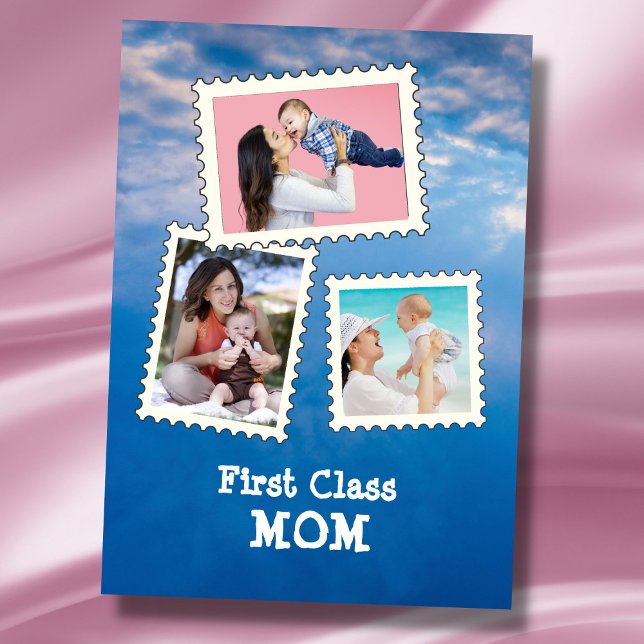 First Class MOM Best Mum Ever 3 custom photo Card (Creator Uploaded)