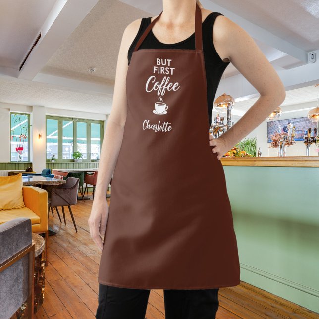 First coffee brown name script apron (Creator Uploaded)