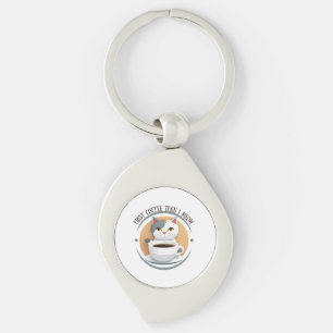 First Coffee Then I Meow Cute Cat Key Ring