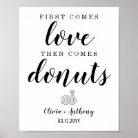 First Comes Love Donuts Wedding Treat Favor Sign