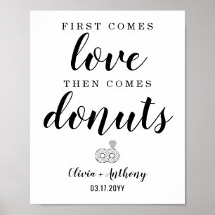 First Comes Love Donuts Wedding Treat Favor Sign