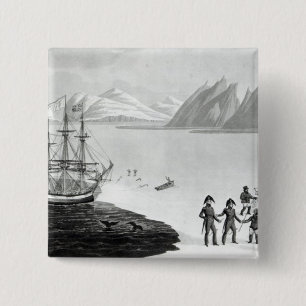 First communication with the natives of Prince 15 Cm Square Badge