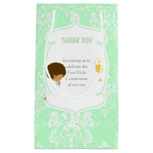 First Communion African American Boy Thank You Small Gift Bag
