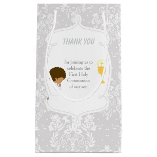 First Communion African American Boy Thank You Small Gift Bag