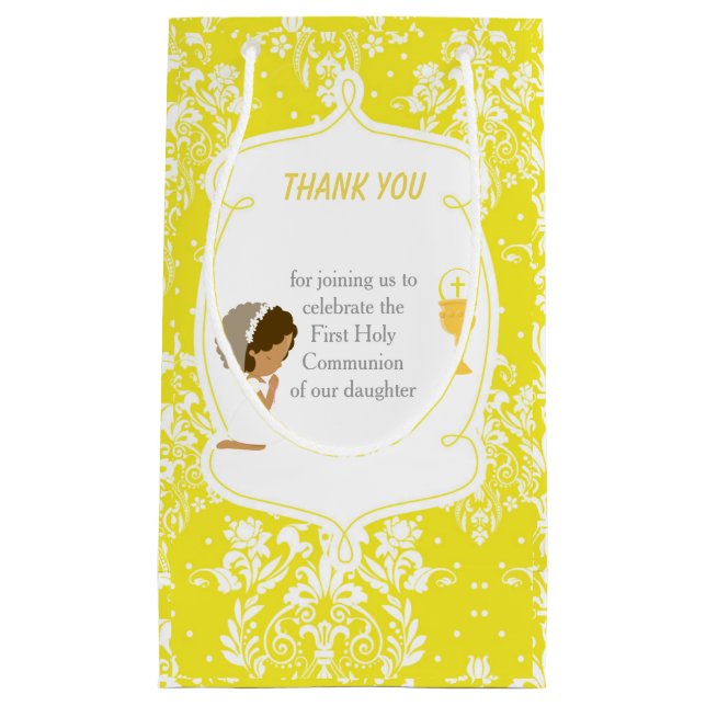 First Communion African American Girl Thank You Small Gift Bag (Front)