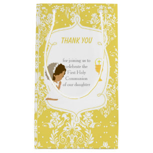 First Communion African American Girl Thank You Small Gift Bag