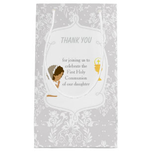 First Communion African American Girl Thank You Small Gift Bag