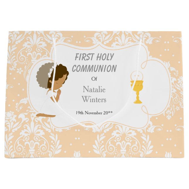 First Communion African American Thank You Large Gift Bag (Front)