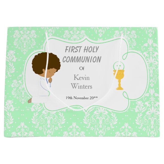First Communion African American Thank You Large Gift Bag (Front)