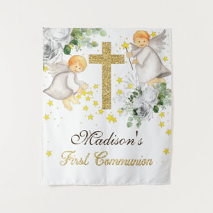 First Communion Angels Glitter Gender Neutral Tapestry